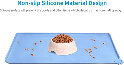 AUDWUD Silicone Waterproof Pet Feeding Mats,Anti Slip Bowl Pad, Dog Mat for Food and Water