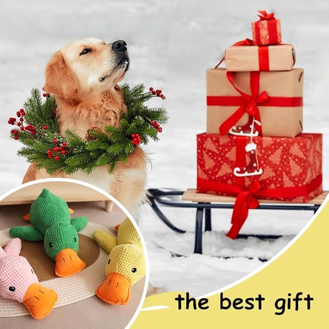2025 Upgraded Dog Toys, New Durable Calming Duck Toys, Dog Toys for Aggressive Chewers with Soft Squeaker, Fun for Indoor Puppies and Senior Pups (Yellow, S-8.66 * 9.87in)