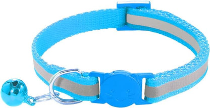3 Pack Reflective and Breakaway Cat Collars with Bells，Adjustable Kitten Collars from 7.5 to 12.5 Inches, Ideal of Kitten Collar, Suitable for Girls and Boys (Sky Blue)
