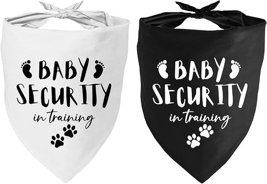 Baby Security Dog Bandana - Pregnancy Reveal Accessory for Dogs, Pets Triangle Scarf for Small Medium Large Dogs, Baby Announcement Pet Scarf Pet Accessories for Dog Lovers, 2 Packs