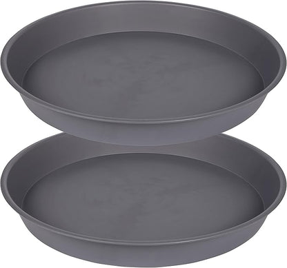 2 Pack of 14 inch Plant Saucer, Heavy Duty Round Plastic Plant Water Tray, Bird Bath Bowls, Plant Saucers for Indoors, Pot Drip Trays for Planter 12-14" (14", Cement)