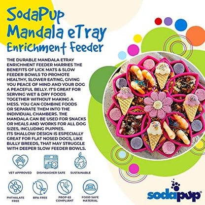 SodaPup Mandala eTray – Durable Slow Feeder Tray Made in USA from Non-Toxic, Pet-Safe, Food Safe Material for Mental Stimulation, Calming, Avoiding Overfeeding, Slow Eating, Healthy Digestion & More