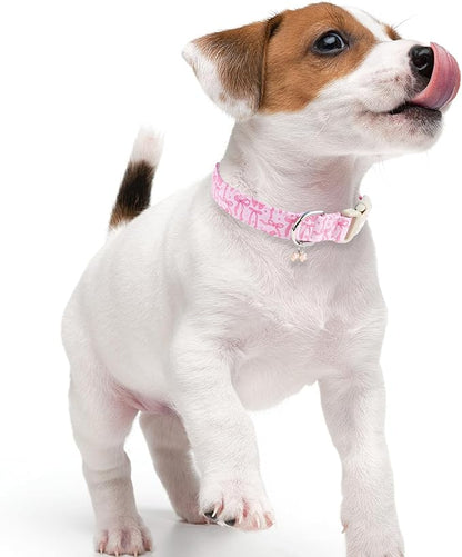 Faygarsle Cute Pink Bow Pattern Dog Collar for Summer Spring DesignSmall Medium Large Dogs S