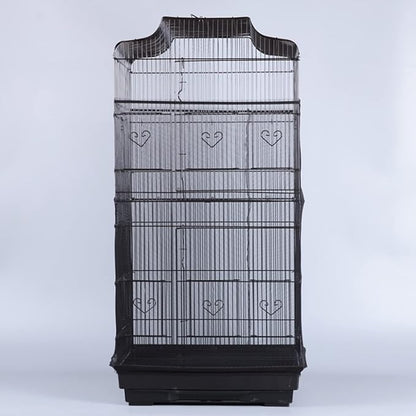 Bird Cage Seed Catcher, Large Airy Gauze Bird Cage Cover Guard, Adjustable Birdcage Nylon Mesh Net Cover (XL-118x32 in, Black)