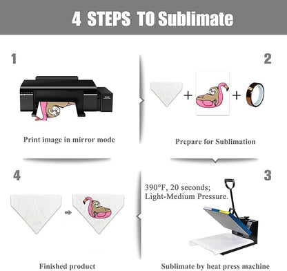 8 Packs Sublimation Blank Dog Bandana Over Collar, Pet Collar Slip-On Bandana Blank Customize White Polyester DIY for Dog Cat Extra Small, Small, Medium & Large (S)