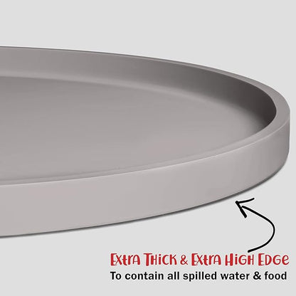 DogBuddy Dog Food Mat - Waterproof Dog Bowl Mat, Silicone Pet Mat for Food and Water Bowls, Nonslip Pet Feeding Mat with Edges, Dogs Food Mats for Floors, Puppy Supplies (Large, Dove)