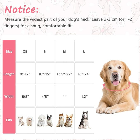 Pink Bow Dog Collar with Flower, Adjustable Cotton Puppy Collar, Cute Girl Boy Dog Collars for Small Medium Large Dogs, Ideal for Gifts,Pet Accessory,M