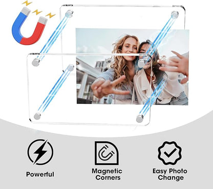 16 PCS Car Picture Holder, Car Visor Photo Clip, Acrylic Magnetic 3 Inch Car Photo Holder for Sun Visor Horizontal & Vertical Display, Personalized Car Decor Accessories for Family, Couple, Pet Photos