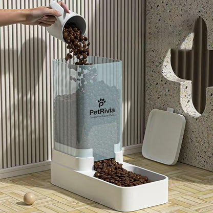 Automatic Gravity Cat Feeder and Water Dispenser Set - 1.6kg Food & 3.3L Water Capacity - Cat Food and Water Dispenser for Small to Medium Cats - No-Spill Pet Feeding Station