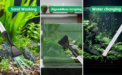 Aquarium Gravel Cleaner,Fish Tank Cleaner,Manual Vacuum Water Changer with 30ml Aquarium Vacuum Waste Remover Dropper, Cleaning Brush,Use for Water Changing Gravels Sand Washing