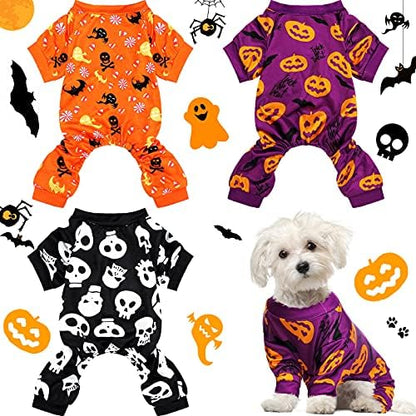 Weewooday 3 Pieces Dog Jumpsuit Skull Pumpkin Pet Pajamas Romper Puppy, M by Weewooday