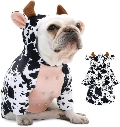 DELIFUR Dog Cow Costume for Halloween, Black and White, Small by DELIFUR