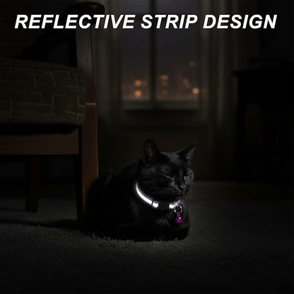12 Pcs Reflective Breakaway Cat Collars with Bells Adjustable Buckle Kitten Collars Soft Nylon Identification Collares Gifts for Puppy Kittens Pet Supplies Accessories