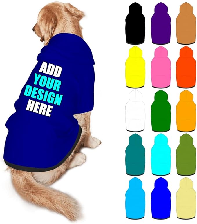 Personalized Dog Hoodie Customized with Name Photo Pet Warm Sweater Hoodie for Medium Large Dogs & Cat Puppy, DarkBlue, M