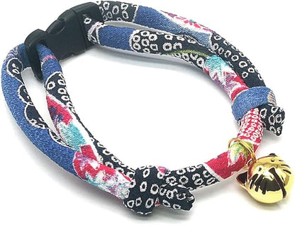 PetSoKoo Cat Collar with Kitty Face Bell. Cute Japan Chirimen Kitten Collar. Soft & Lightweight.