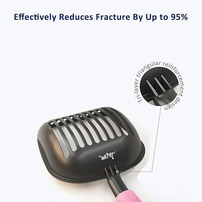 WePet Cat Litter Scoop, Non-Stick Plated Aluminum Alloy Sifter, Kitty Durable Metal Scooper, Deep Shovel, Long Handle, Kitten Pooper Lifter, Size Large, Coated Black Body with Pink Handle