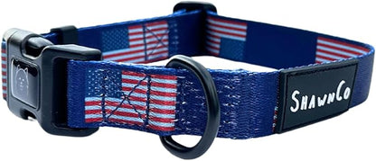 ShawnCo Dream Walk Dog Collar- Premium, Adjustable and Comfortable Pet Collar for Small, Medium, Large and Extra Large Dogs (USA Flag,L)