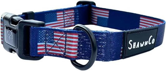 ShawnCo Dream Walk Dog Collar- Premium, Adjustable and Comfortable Pet Collar for Small, Medium, Large and Extra Large Dogs (USA Flag,L)