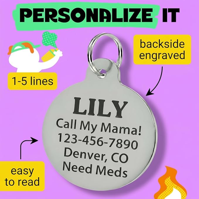 Bad Tags Personalized Dog and Cat ID Tags in 25+ Designs and 2 Sizes - 5 Lines of Custom Engraved Text - Funny Cute Personalized Pet Tags (Resident Crackhead - Yellow, Small (1 inch))