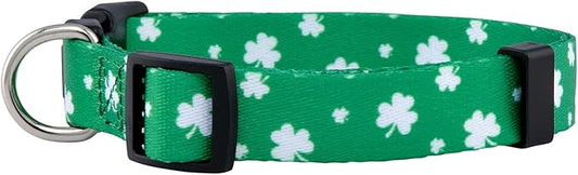 Native Pup St Patricks Dog Collar- Saint Patrick Green Shamrock Pet Collars- St. Patrick’s Lucky Irish- Cute Boy Girl Puppy Gift- Adjustable for Small, Medium, Large Breeds (Lucky Shamrock, Medium)