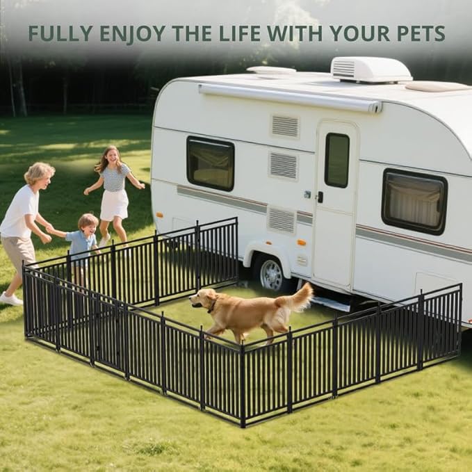 Dog Playpen Dog Fence Outdoor for Yard 47" H with 40 Panels Sturdy Portable Puppy Playpen for Indoor Outdoor RV Camping Use - Black Silver