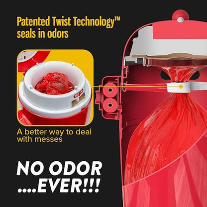 Red Rocket Pets Dog Poop Trash Can Doggy Twist'R, Odor Free Dog Waste Disposal System for Outdoor and Indoor (Medium)