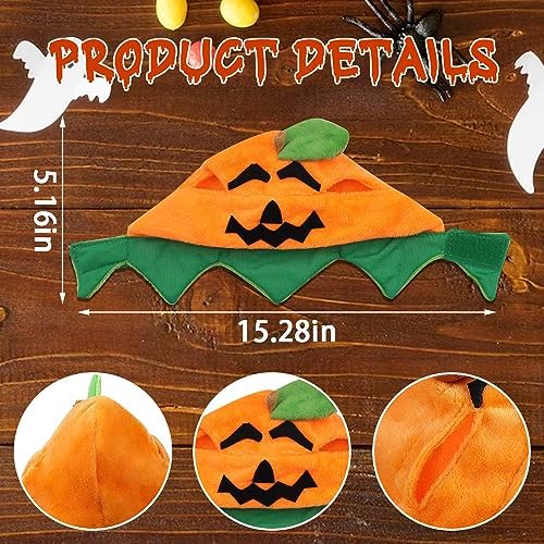 ALIBBON Cat & Dog Halloween Costume - Pumpkin Headdress & Cap Set for Puppy & Kitty Cosplay - Image 2
