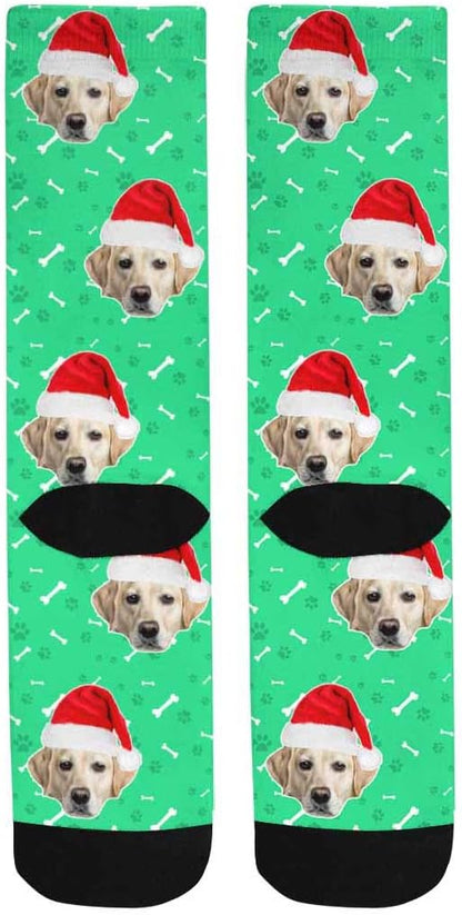 Custom Face Socks, Personalized Dog Lover Pet Photo Picture on Socks Unisex Athletic Crew Socks for Men Women