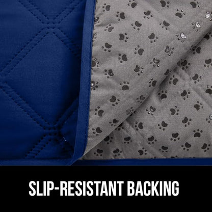 GORILLA GRIP Waterproof Bed Cover for Dogs, 82x52, Gripped Slip Resistant Backing, Leak Proof Washable Dog Blanket Covers Sofa, Couch, Sectional, Crate, Car, RV Seats, Pet Puppy Essentials, Navy Blue