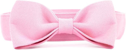 Segarty Dog Bowtie Collar for Neck Girths 12.6-18.1 inch, Adjustable Pink Bowtie Collar, Dog Neck Tie Tuxedo Comfortable Cotton Girl Pets Grooming Accessories for Formal Wedding Holiday Birthday Party