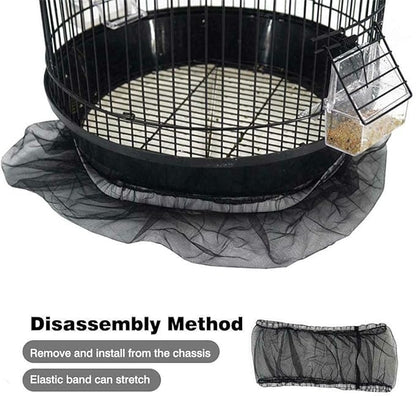 Universal Bird Cage Seed Catcher,Seed Catcher Guard Net Cover,Parrot Nylon Mesh Net Cover,Soft Airy Cage Net Stretchy Skirt for Round Square Cage