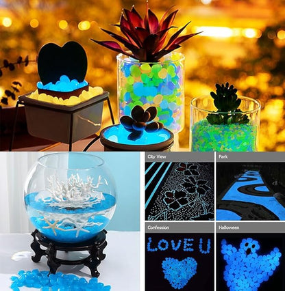 Glow in The Dark Stones 1000 Pcs Glow Pebbles Aquarium Rocks for Fish Tank Lawn Yard Garden Walkway Plant Pots