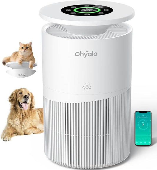 Air Purifier for Home Large Room up to 3620Ft², H13 True HEPA Air Purifiers for Home Pet Hair Dander Odor Pollen, Air Cleaner with Smart WiFi, 360° Air Intake, Auto Mode, Pet Lock, 22dB Quiet