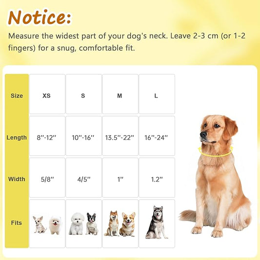 Yellow Dog Collar for Small Dogs, Spring & Summer Theme Small Dog Collars Featuring Bee Pollinating White Flowers Pattern, Adjustable Cotton Collar for Girl Boy Dogs -S