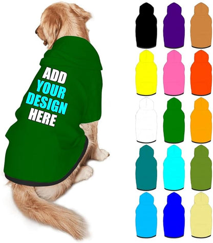 Custom Dog Hoodie Personalized Photo Text Logo Name Dog Clothes, Soft & Warm for Puppy Sweatshirt Hooded for Small Medium Large Dogs Girl/Boy Cats/Kitten, DarkGreen, XL