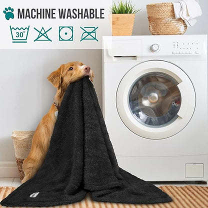 PetAmi Dog Blanket for Small Medium Dogs, Black Fluffy Soft Sherpa Fleece for Puppy, Kitten, Doggie - Calming Pet Throw for Couch, Sofa, Bed - Washable, Medium 29x40
