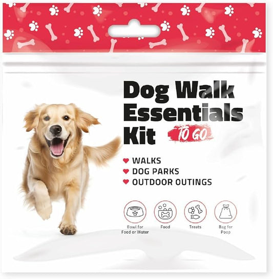 pH Advantage Dog Walking Essentials Kit – Includes Poop Bags, Disposable Water Bowl, Treats & Food – Travel-Friendly Pack Perfect for Walks, Hiking & Unexpected Emergencies - Red Style (1)
