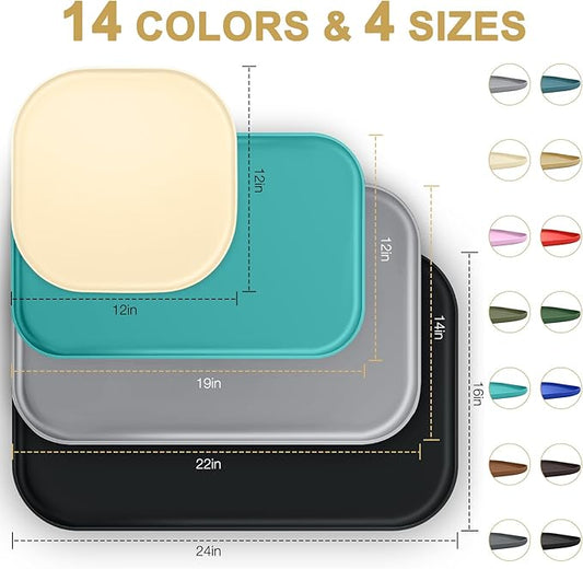 Silicone Pet Feeding Mat with Raised Edge for Food and Water, Dog Bowl Mats, Cat Bowls Placemat with High Lip for Floor Waterproof, Rubber Tray for Cats and Dogs 24 x 16 x 0.8 Dark Grey