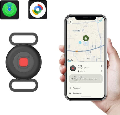 Location Tracker Tag for Dogs & Cats with Silicone Collar Holder, Works with Apple Find My & Android Find Hub, IP67 Waterproof Bluetooth Anti-Lost Locator (Black – Pet Collar Case, 1 Pack)