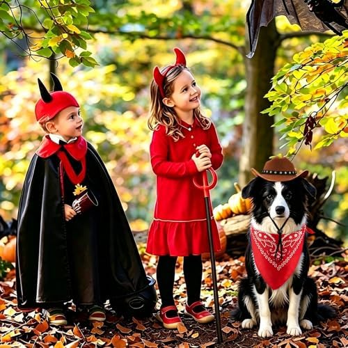 Halloween Pet Cowboy Costume Accessories Set Dog Cat Cowboy Hat with Bandana Scarf Pet Dogs Cats Size Western Costume Accessories for Cute Puppy Kitten Holiday Wearing West Cosplay Party Outfit - Image 3