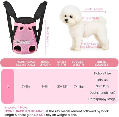 Mosago Dog Backpack Carrier, Thick Straps & Cushion, Pet Sling Front Backpacks for Small Medium Dogs 7-11 Lbs, Legs Out, Adjustable Wearable Puppy Chest Travel Bag, Easy-Fit for Hiking/Walking/Camping