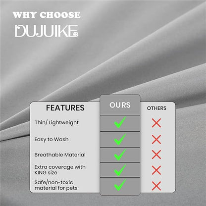 DUJUIKE Waterproof Bed Cover for Dog and Cats,Pet Hair Resistant Bed Sheet Cover, Protective Bed Liner Cover with 100% Waterproof Breathable Thin Fabric (Twin 63 * 90 inch, Grey)