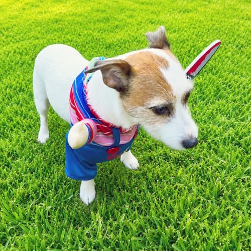 Legendary Killer Doll Pet Halloween Costume, Wig and Toy Knife - Small to Medium-Large Breed Funny Clothes Outfit Apparel (Small) - Image 6