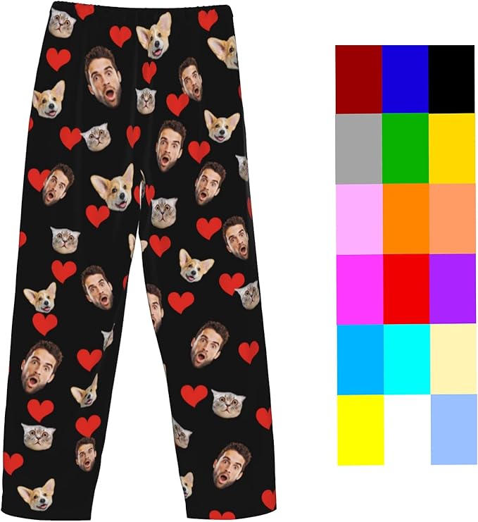 Custom Pajamas Pants Plaid Personalized Funny PJ Pant Design with Face Pajama for Men Women Dog Pet