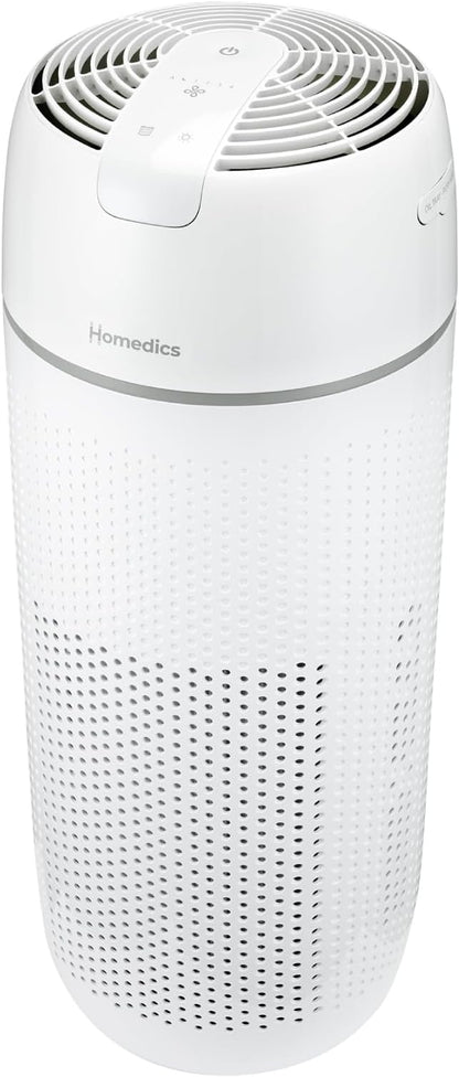 Homedics Air Purifier, 4-in-1 Tower for Extra Large Rooms up to 1,692 Square Feet, 99% HEPA-Type Filtration for Smoke, Allergens, Pollutants, Dust and Pet Dander with UV-C Technology