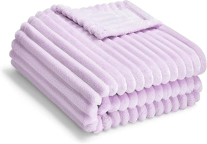Soft Fleece Baby Blanket Ultra Cozy Baby Blankets for Girls Warm and Lightweight Infant Toddler Newborn Receiving Gift with Reversible Stripes for Crib Stroller, 30x40 Inch, Light Purple