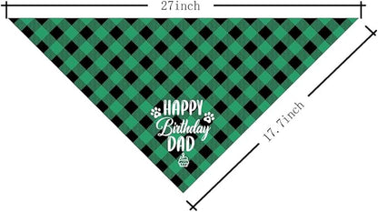 AUII JO DESIGN Dog Bandana, Plaid Geometric Pattern, Comfortable & Breathable, Perfect for Small to Large Dogs, 25*17IN, Unisex, Birthday Dad 03, Flannel, Hand Wash Only