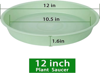 2 Pack of Bird Bath Bowl 12", 1.6" Depth, 10 12 inch Birdbath Bowls Dish Only for The Garden, Large Plant Saucer (12", Light Green)