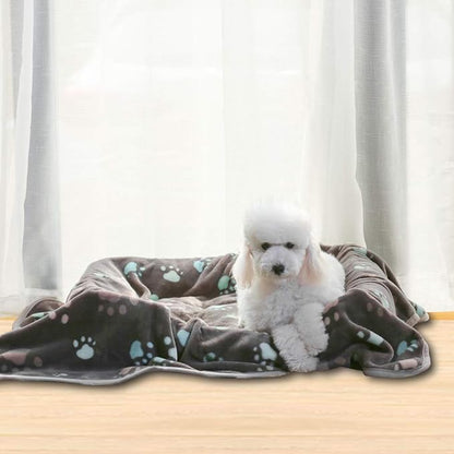 Allisandro 350 GSM-Super Soft and Premium Flannel Fleece Pet Dog Blanket, The Cute Print Design Washable Fluffy Blanket for Extra Large Puppy Cat Kitten Indoor or Outdoor, Grey, 80 x 64 Inches