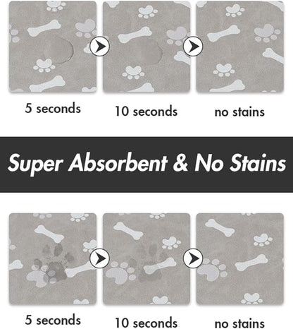 MontVoo Dog Food Mat-Pet Feeding Mat for Food and Water-No Stains Quick Dry Dispenser Cat Bowl Mat for Messy Drinkers(17"x28" Grey)